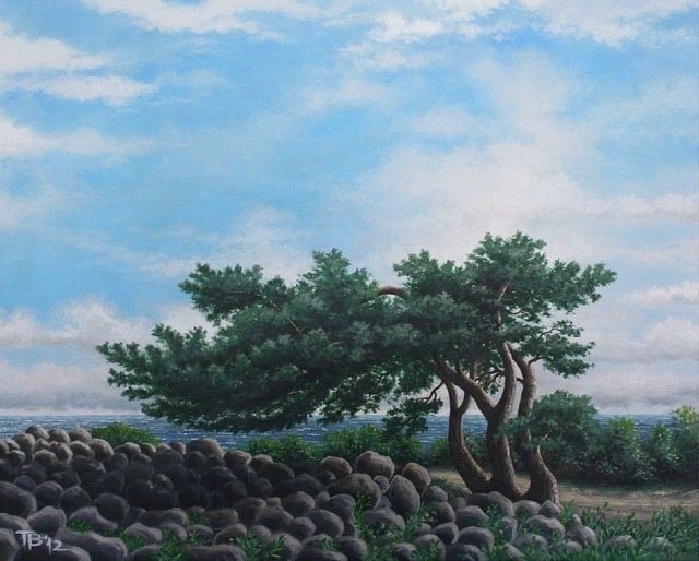 Картина под названием "Windswept" - Terje Bakkelokken, Подлинное произведение искусства, Масло