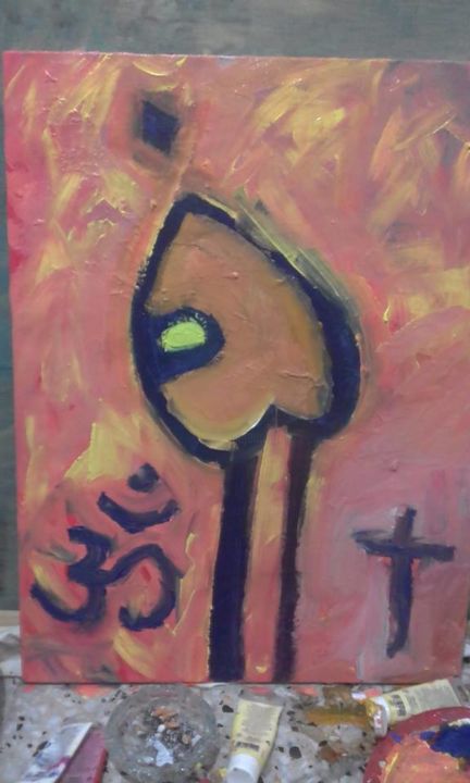 Painting titled "Ohmsuficross.jpg" by Moeen Alsousi, Original Artwork, Acrylic