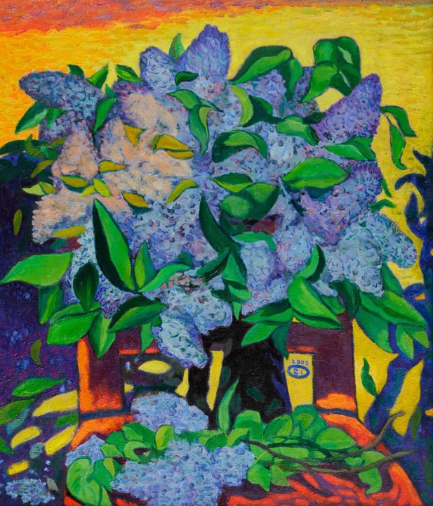 Painting titled "Lilac" by Moesey Li, Original Artwork, Oil