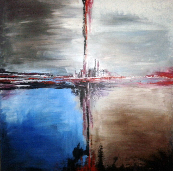Painting titled "Abstract City" by Mof, Original Artwork, Acrylic