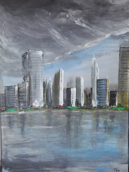 Painting titled "Streetcity" by Mof, Original Artwork, Acrylic