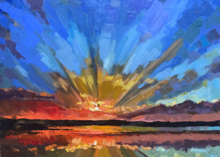 Картина под названием "Sunset" - Даша Могилева, Подлинное произведение искусства, Масло