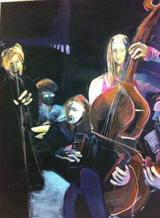 Painting titled "Musiker" by Monika Hagenbucher, Original Artwork, Acrylic