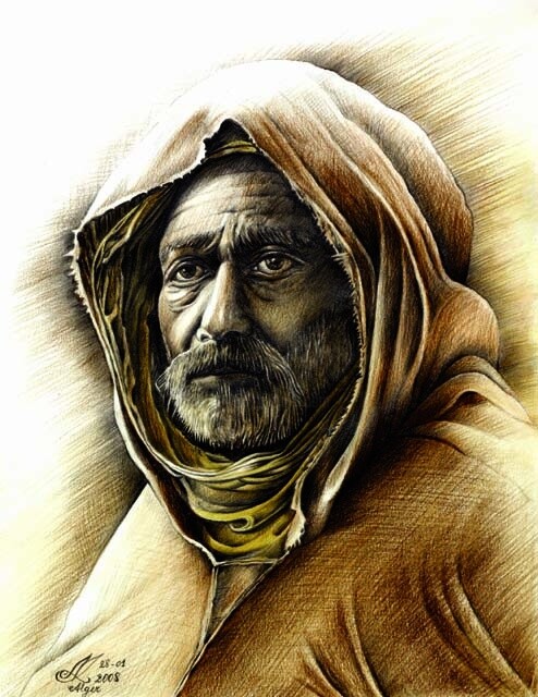 Peinture intitulée "L'homme au Burnous" par Mohamed Azzoug, Œuvre d'art originale, Huile