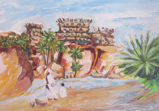 Peinture intitulée "Ghoufi 03" par Mohamed Berkane, Œuvre d'art originale, Aquarelle
