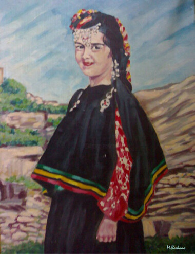 Painting titled "fille-chahoui.jpg" by Mohamed Berkane, Original Artwork, Oil