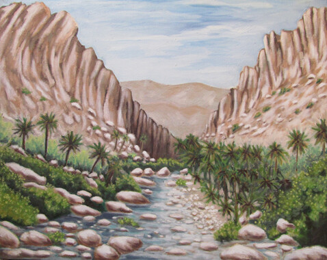 Картина под названием "Les gorges d'El Kan…" - Mohamed Berkane, Подлинное произведение искусства, Масло