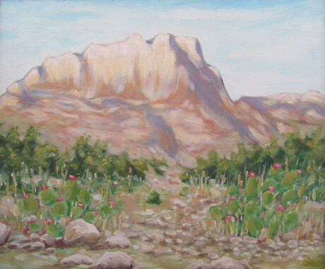 Painting titled "Paysage saharien" by Mohamed Berkane, Original Artwork, Oil