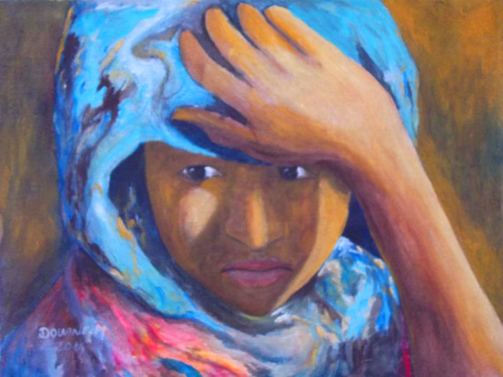 Painting titled "triste" by Mohamed Douane, Original Artwork