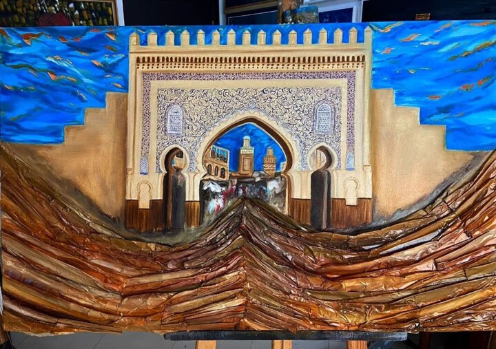 绘画 标题为“Bab boujloud, Fes” 由Mohamed El Aji, 原创艺术品, 油