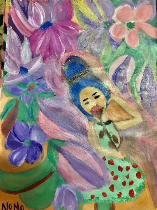 Painting titled "Flowers" by Mohamed Farag, Original Art, Acrylic