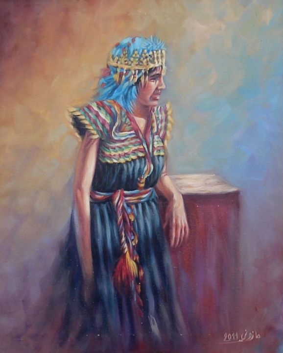 Pintura intitulada "kabyle-woman.jpg" por Mohamed Mazouni, Obras de arte originais