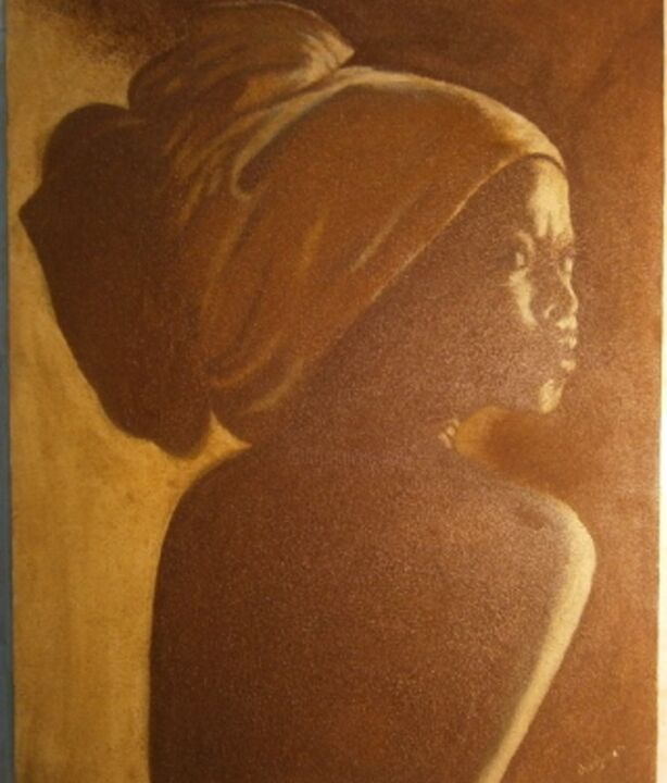 Peinture intitulée "L'africaine" par Mohamed Nadjib Bensaid, Œuvre d'art originale, Pigments
