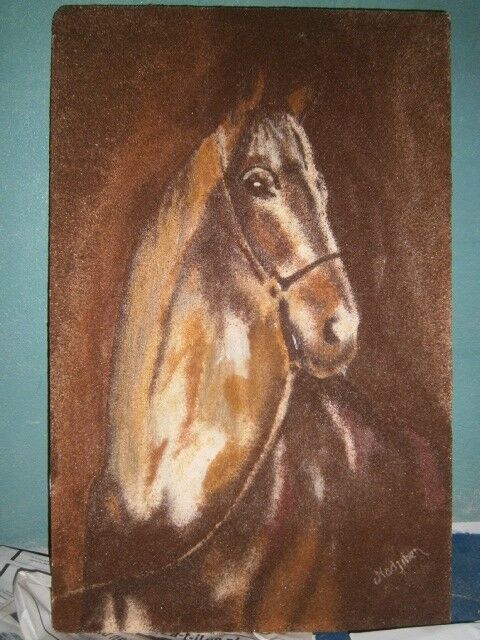 Painting titled "Cheval" by Mohamed Nadjib Bensaid, Original Artwork, Pigments