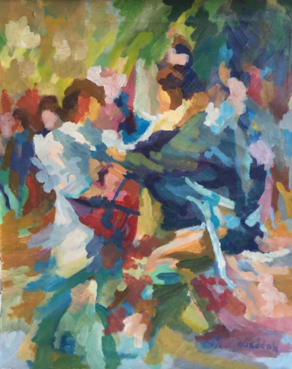 Painting titled "Violences à l'école" by Mohamed Ouaddah, Original Artwork, Oil