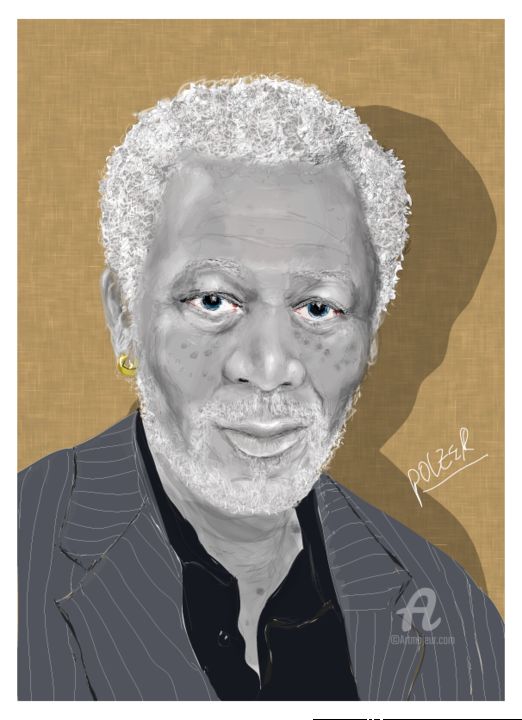 Digital Arts με τίτλο "morgan-freeman17-05…" από Mohamed Polzer, Αυθεντικά έργα τέχνης, 2D ψηφιακή εργασία