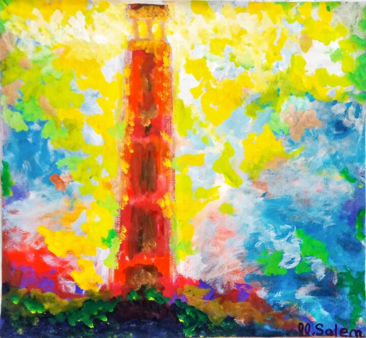 Painting titled "The lighthouse" by Mohamed Salem, Original Artwork, Acrylic