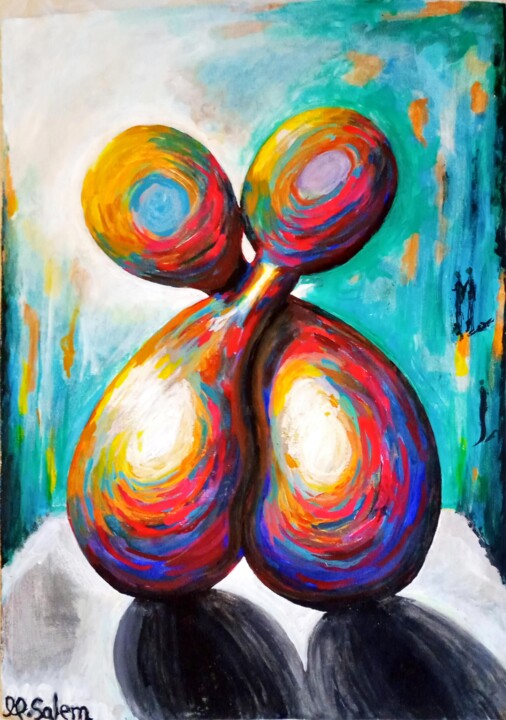 Painting titled "Intimacy" by Mohamed Salem, Original Artwork, Acrylic