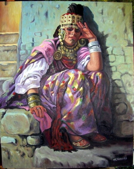 Painting titled "une ouled naiel" by Mohamed Yazid Kaddouri, Original Artwork