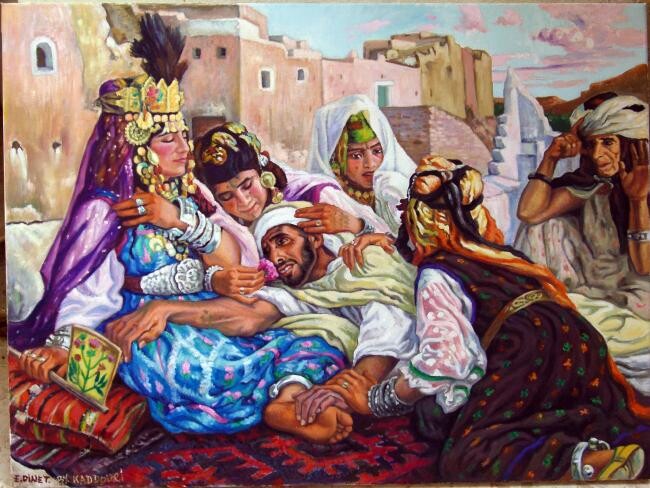 Painting titled "esclave d amour  d…" by Mohamed Yazid Kaddouri, Original Artwork, Oil