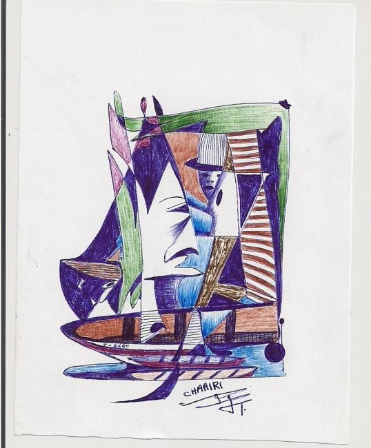 Drawing titled "abstait au stylo bi…" by Mohamed Chaairi, Original Artwork, Other