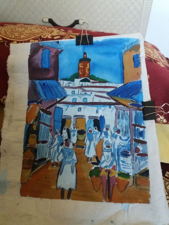 Painting titled "zan9a maroc" by Mohamed Chaoui, Original Artwork, Gouache