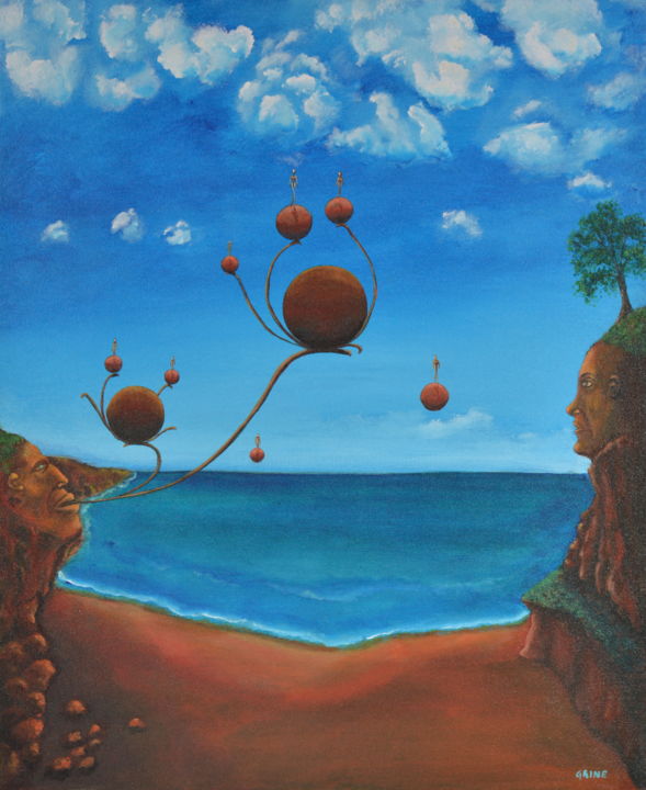 Peinture intitulée "création aérienne" par M. Grine, Œuvre d'art originale, Acrylique