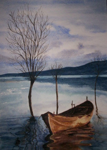 Painting titled "Barque" by Mohamed Srir, Original Artwork