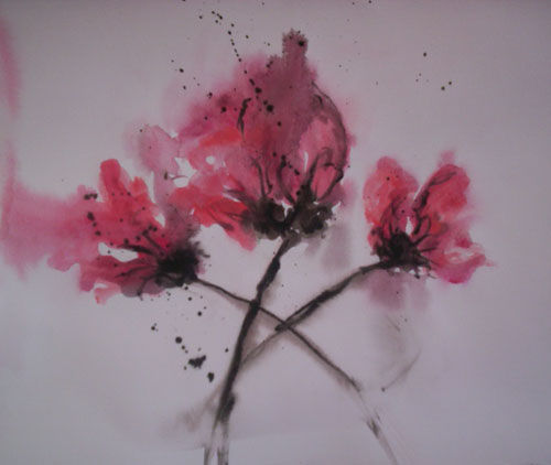 Painting titled "Essai Coquelicots" by Mohamed Srir, Original Artwork