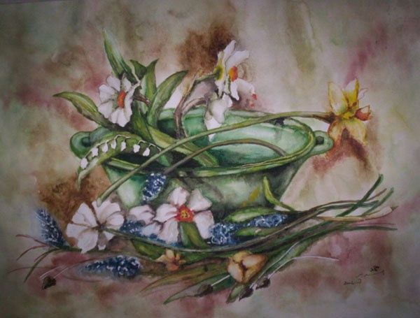 Painting titled "Fleurs du printemps" by Mohamed Srir, Original Artwork