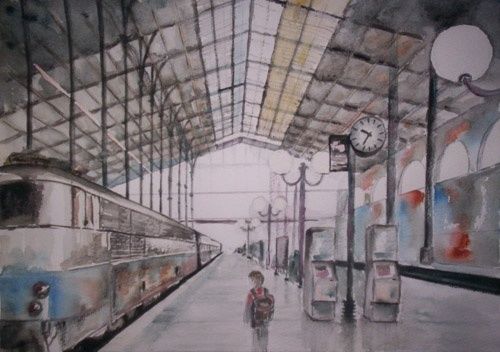 Peinture intitulée "Gare" par Mohamed Srir, Œuvre d'art originale