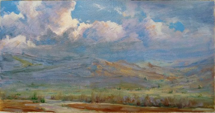 Painting titled "My Country Nature" by Sohrab Nakhkesh, Original Art, Oil