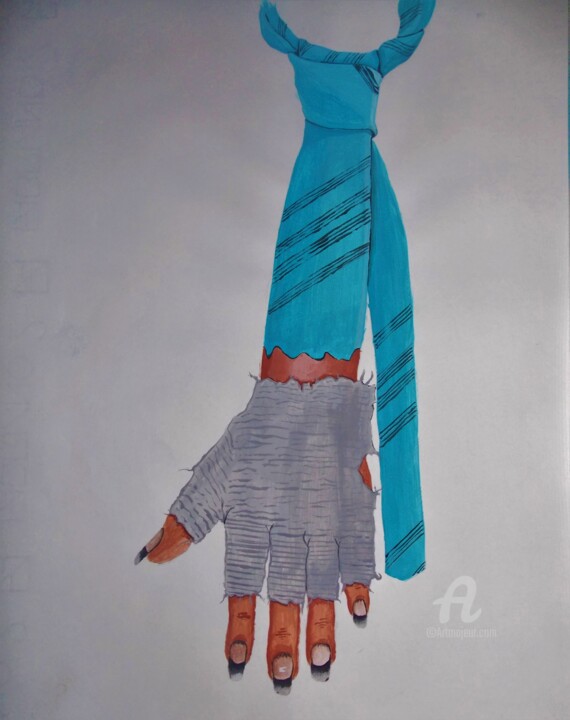 Painting titled "la cravatta blu" by Mohammed Baladi, Original Artwork, Acrylic