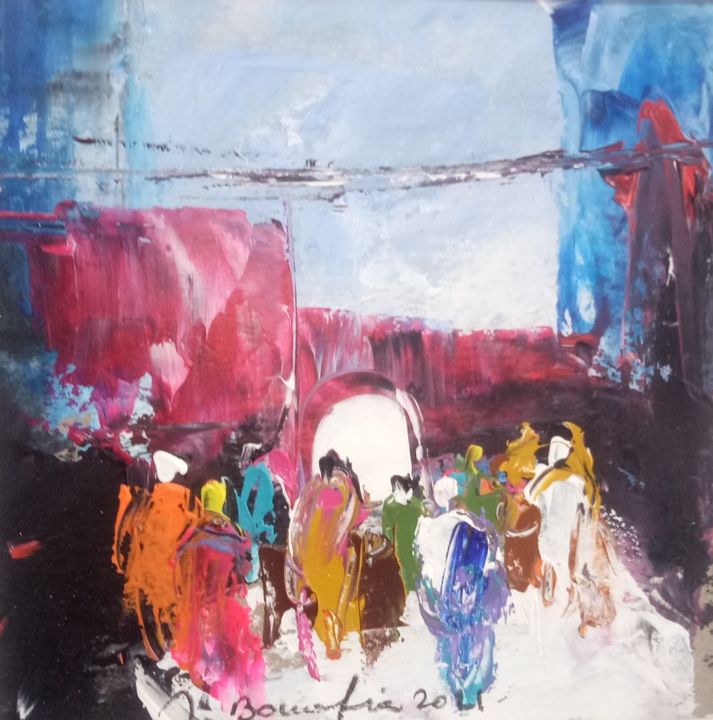 Peinture intitulée "Ruelle 02" par Mohammed Bouafia, Œuvre d'art originale, Acrylique
