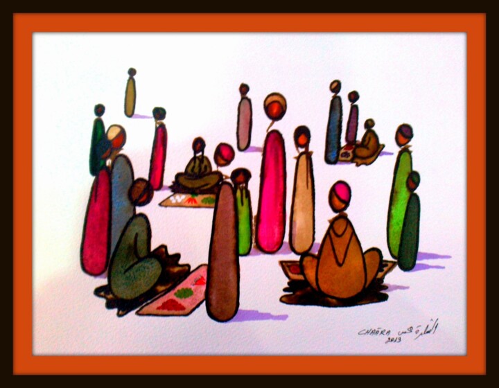 Painting titled "Le Marché" by Mohammed Chaara, Original Artwork