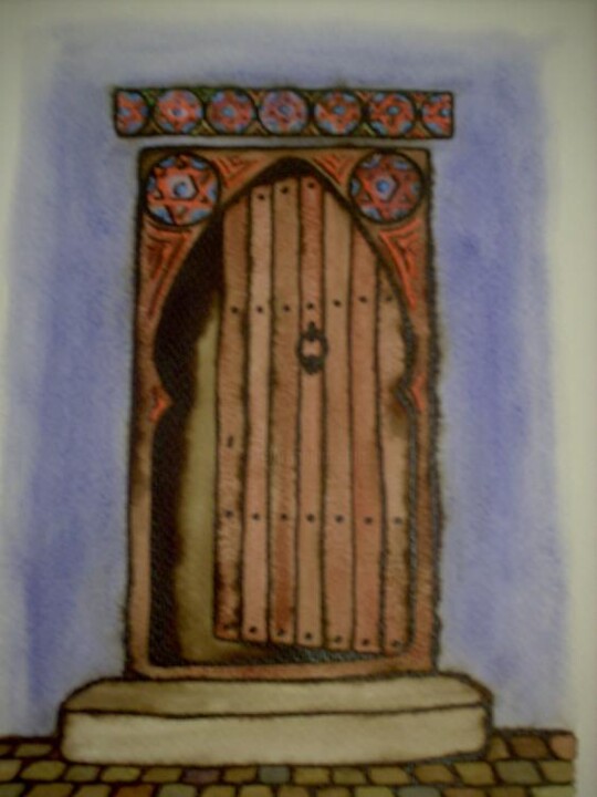 Painting titled "porte" by Mohammed Chaara, Original Artwork, Oil