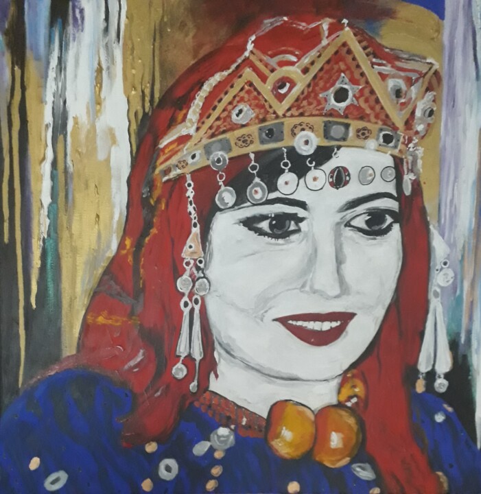 「Aicha」というタイトルの絵画 Mohammed Rachid Iraqiによって, オリジナルのアートワーク, アクリル