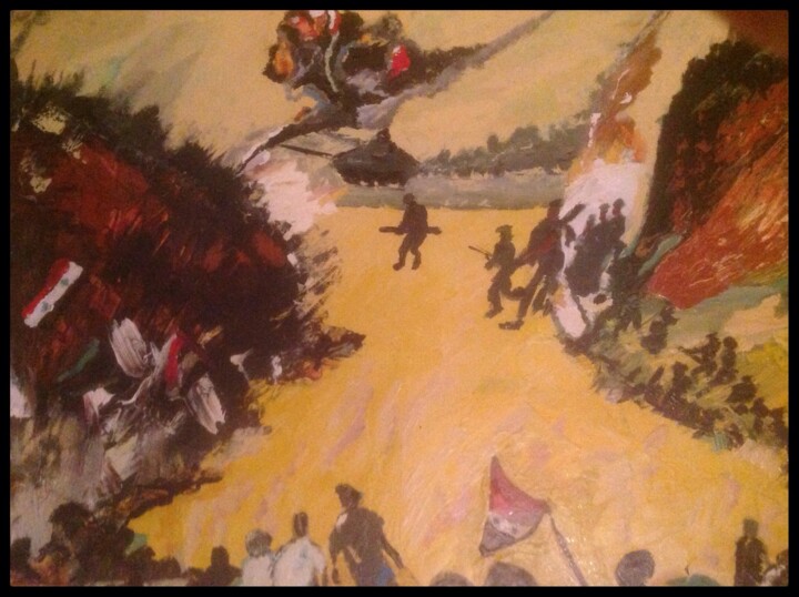 Painting titled "Hommage au peuple d…" by Mohammed Rachid Iraqi, Original Artwork, Oil