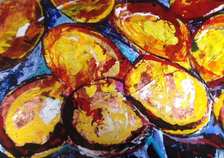 Painting titled "Citrines" by Mohammed Rachid Iraqi, Original Artwork