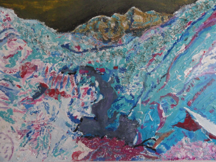 Painting titled "Negative landscape" by Mohammed Rachid Iraqi, Original Artwork, Oil
