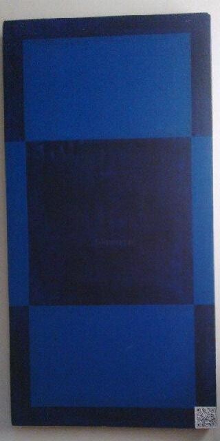 Painting titled "01-Abstraction Bleu…" by Mohammed Rahmouni, Original Artwork, Oil