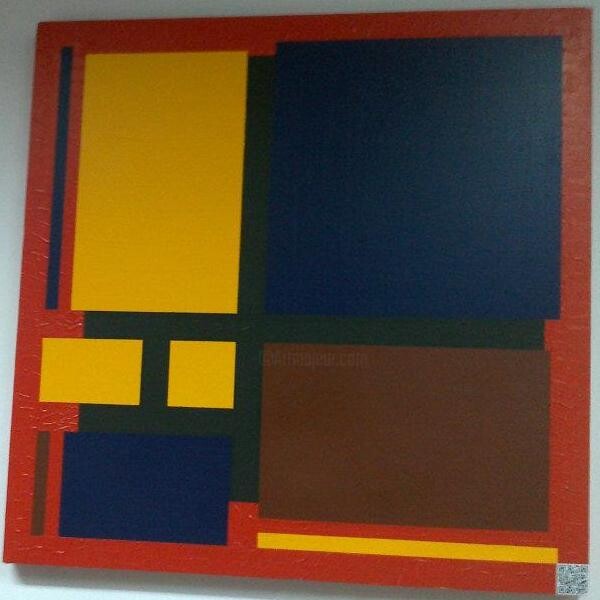 Painting titled "06-Abstraction Geom…" by Mohammed Rahmouni, Original Artwork, Oil