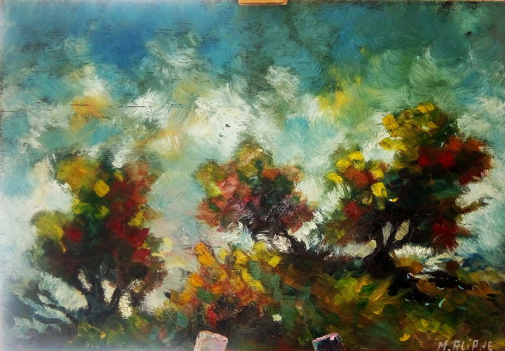 Peinture intitulée "Paysage" par Mohand Aliane, Œuvre d'art originale, Huile