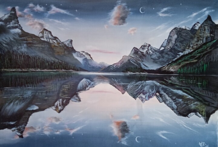 Peinture intitulée "Majestic reflections" par Moin Uddin, Œuvre d'art originale, Acrylique