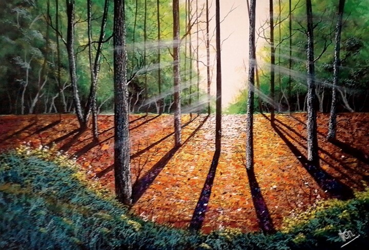 Peinture intitulée "Joyful shadows" par Moin Uddin, Œuvre d'art originale, Acrylique