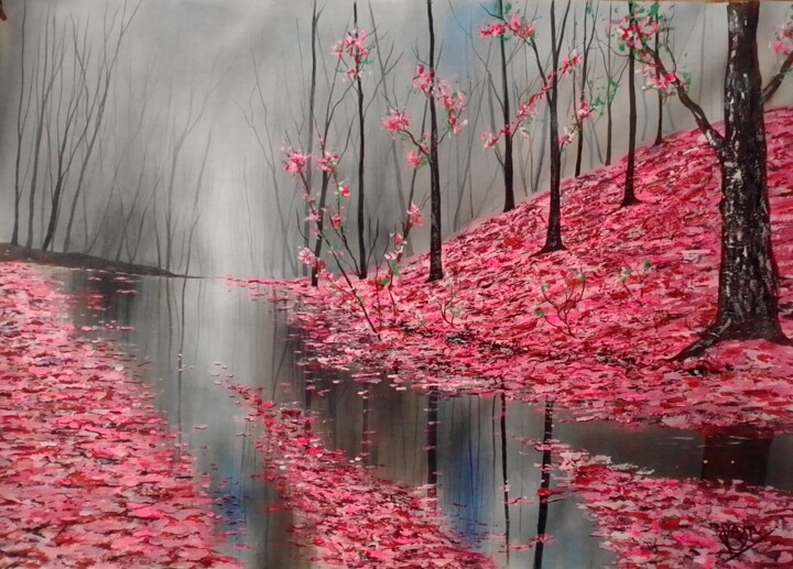"Pink forest" başlıklı Tablo Moin Uddin tarafından, Orijinal sanat, Akrilik