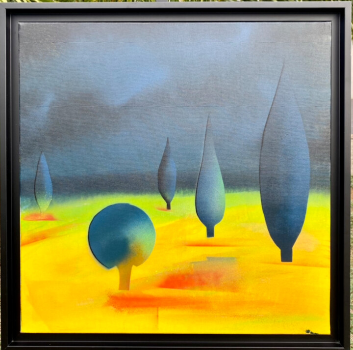 Peinture intitulée "NUIT BLEUTEE" par Moko31, Œuvre d'art originale, Bombe aérosol