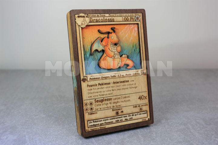 Gravures & estampes intitulée "Carte Pokémon en bo…" par Mokusan, Œuvre d'art originale, Bois