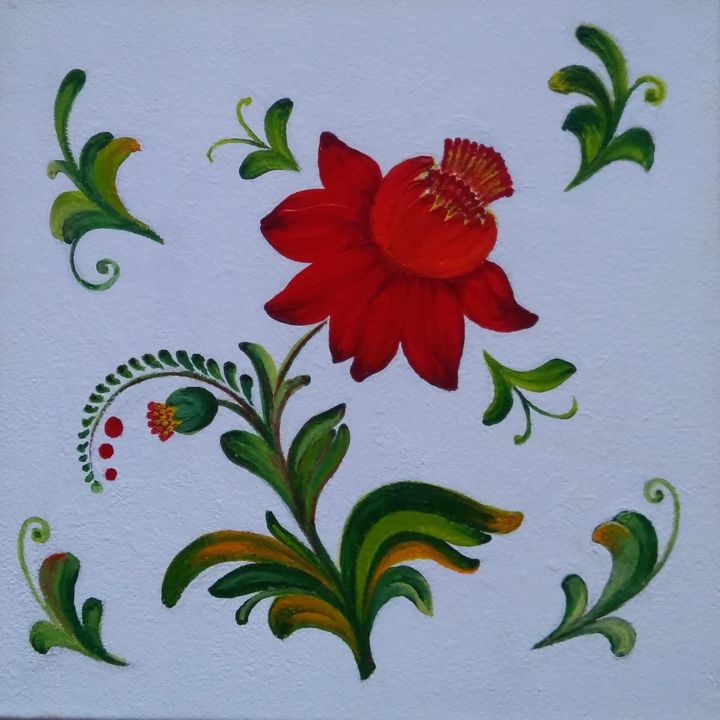 Картина под названием "Цветы" - Sergey Sergienko, Подлинное произведение искусства, Акрил