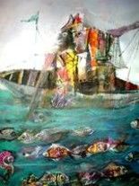Painting titled "Pescador de Colores" by Molina, Original Artwork